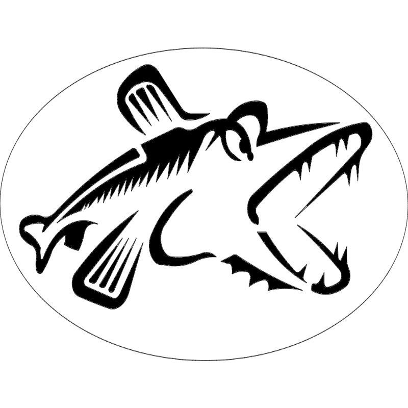 طرح ماهی اردک ماهی شمالی مناسب برای استفاده در دستگاه های cnc چوب و cnc لیزر - northern pike fish silhouette dxf file