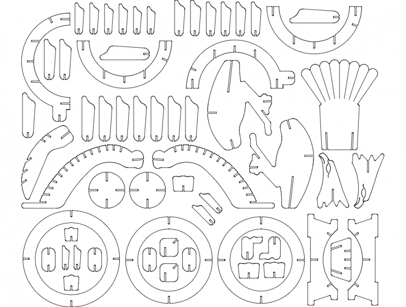 طرح ایگل مناسب برای استفاده در دستگاه های cnc چوب و cnc لیزر - aigle dxf file