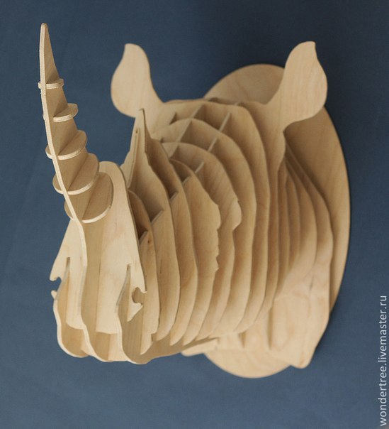 طرح پازل سه بعدی سر کرگدن مناسب برای استفاده در دستگاه های cnc چوب و cnc لیزر - rhinoceros head 3d puzzle cdr file
