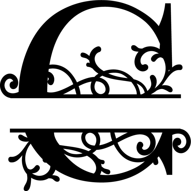 طرح مونوگرام شکفته حرف C مناسب برای استفاده در دستگاه های cnc چوب و cnc لیزر - flourished split monogram c letter eps file