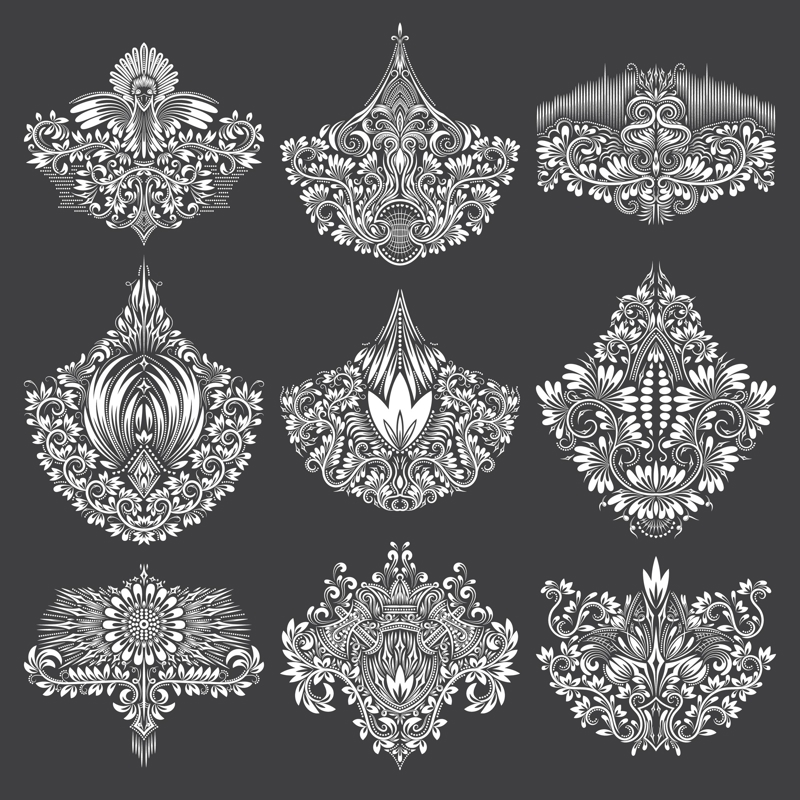 طرح وکتور المان های تزئینی زیبا مناسب برای استفاده در دستگاه های cnc چوب و cnc لیزر - gorgeous ornamental elements eps file