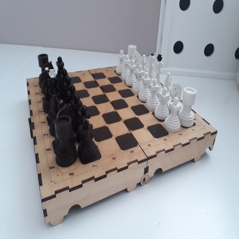 طرح ست شطرنج مناسب برای استفاده در دستگاه های cnc چوب و cnc لیزر - laser cut chess set dxf file