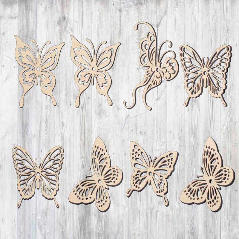 طرح برش پروانه چوبی با لیزر مناسب برای استفاده در دستگاه های cnc چوب و cnc لیزر - laser cut wooden butterfly cut outs cdr file