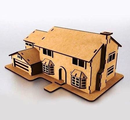 طرح مدل خانه چوبی سیمپسون مناسب برای استفاده در دستگاه های cnc چوب و cnc لیزر - laser cut wooden simpsons house model cdr file
