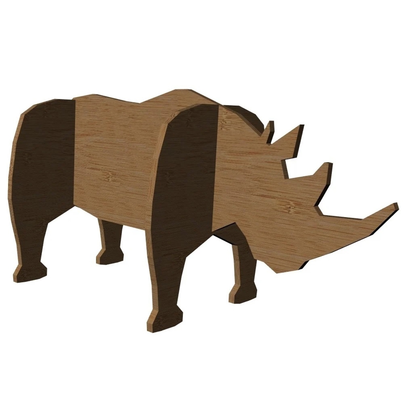 طرح کرگدن مناسب برای استفاده در دستگاه های cnc چوب و cnc لیزر - laser cut rhinoceros svg file