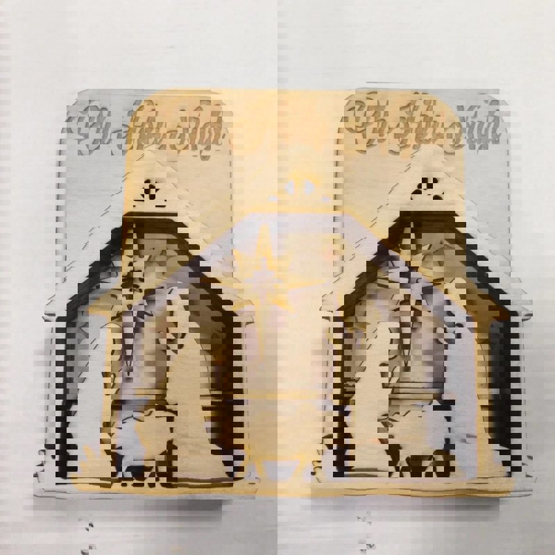 طرح جعبه سایه تولد حضرت عیسی مناسب برای استفاده در دستگاه های cnc چوب و cnc لیزر - laser cut nativity shadow box dxf file