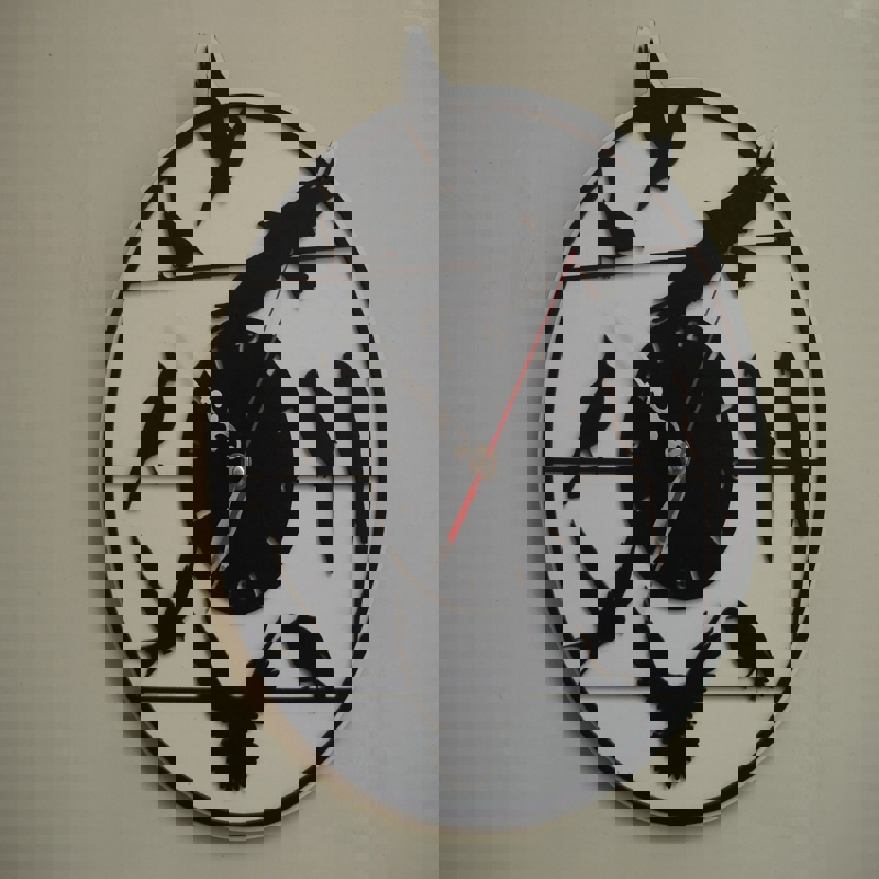 طرح فایل ساعت دیواری طرح پرنده مناسب برای استفاده در دستگاه های cnc چوب و cnc لیزر - laser cut birds wall clock cdr file