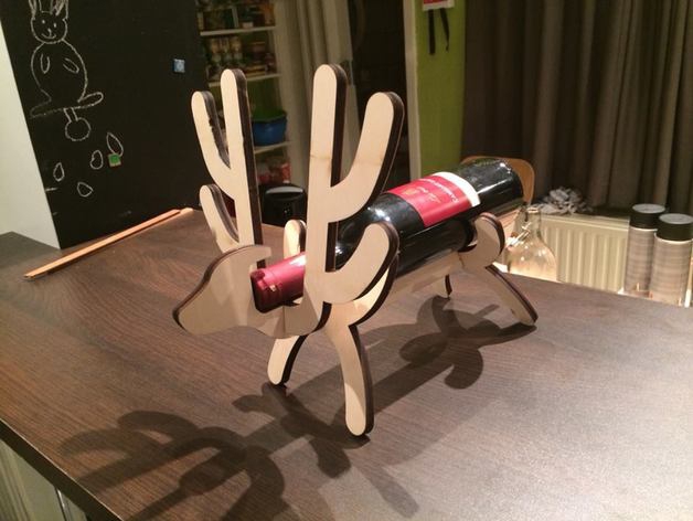 طرح جا نوشابهی طرح گوزن شمالی مناسب برای استفاده در دستگاه های cnc چوب و cnc لیزر - reindeer wine stand laser cut svg file