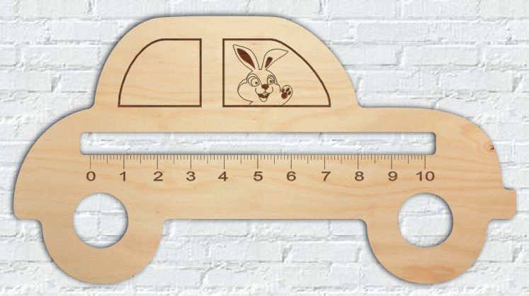 طرح خط کش چوبی طرح ماشین مناسب برای استفاده در دستگاه های cnc چوب و cnc لیزر - laser cut wooden ruler car shape cdr file