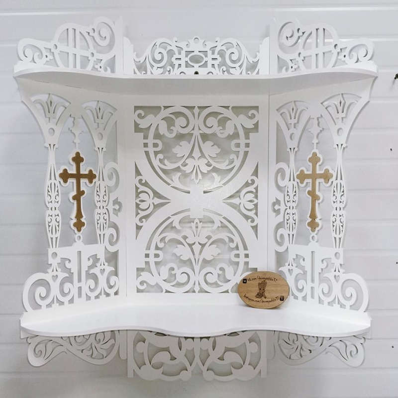 طرح آیکون های گوشه ای مناسب برای استفاده در دستگاه های cnc چوب و cnc لیزر - laser cut iconostasis corner shelf for icons cdr file