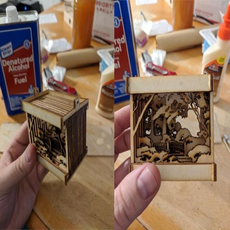 طرح منظره مینیاتوری مناسب برای استفاده در دستگاه های cnc چوب و cnc لیزر - laser cut miniaturized landscape cdr file