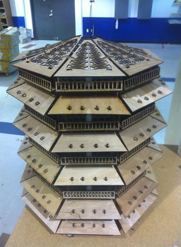 طرح چراغ پاگودا مناسب برای استفاده در دستگاه های cnc چوب و cnc لیزر - laser cut pagoda lamp dxf file