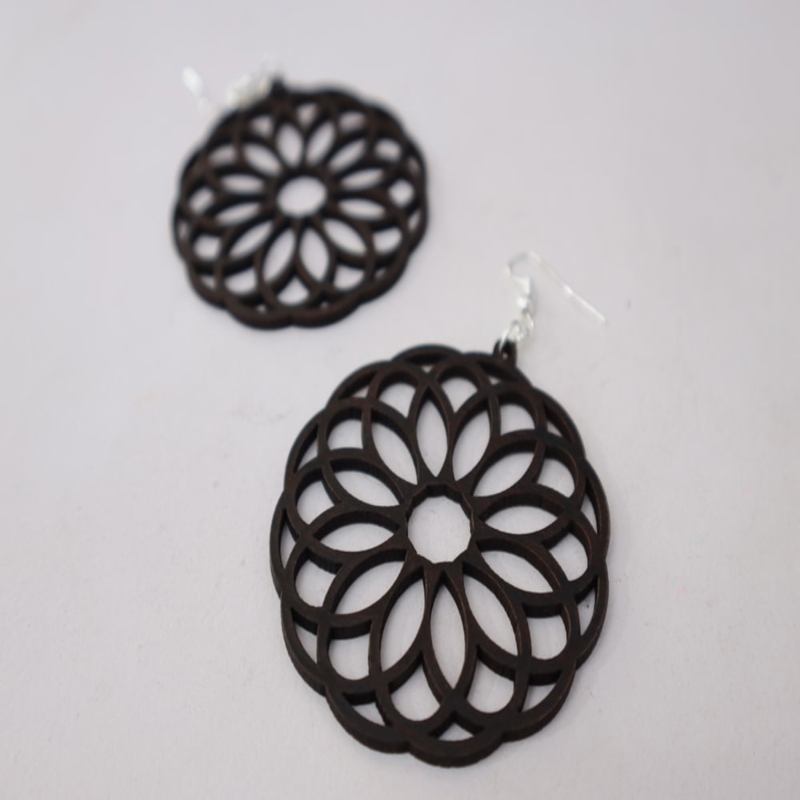 طرح گوشواره طرح ماندالا (چرخ هستی) مناسب برای استفاده در دستگاه های cnc چوب و cnc لیزر - laser cut mandala earrings dxf file