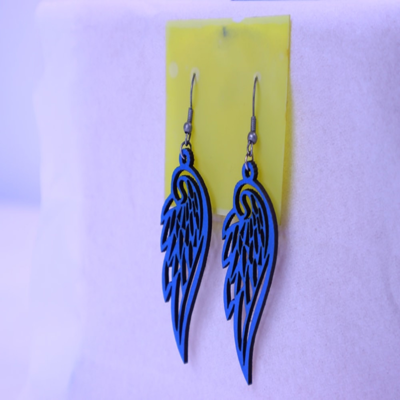 طرح گوشواره بال فرشته مناسب برای استفاده در دستگاه های cnc چوب و cnc لیزر - laser cut angel wing earrings dxf file