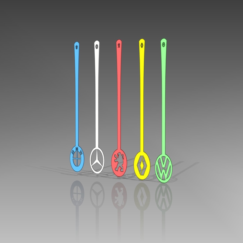 طرح مجموعه لوگو ماشین و قاشق مناسب برای استفاده در دستگاه های cnc چوب و cnc لیزر - car logo spoon set dxf file