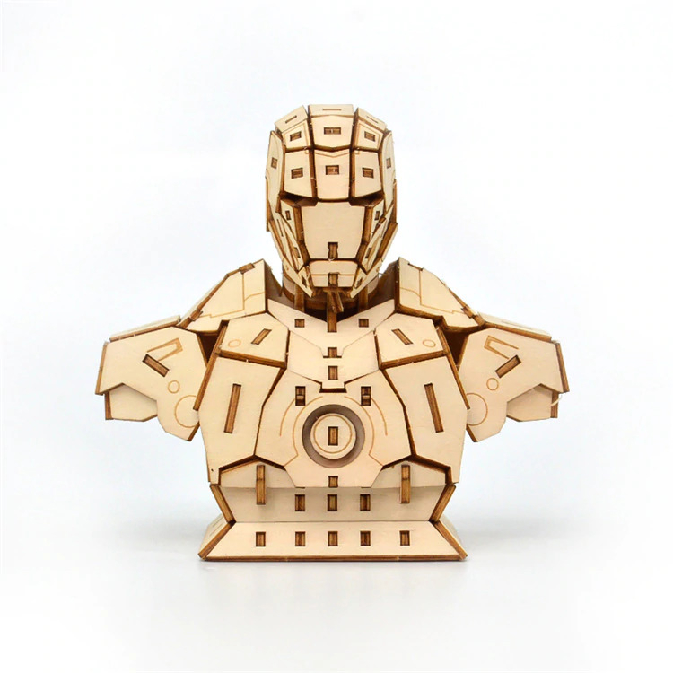 طرح پازل چوبی سه بعدی مرد آهنی مناسب برای استفاده در دستگاه های cnc چوب و cnc لیزر - laser cut iron man 3d wooden puzzle cdr file