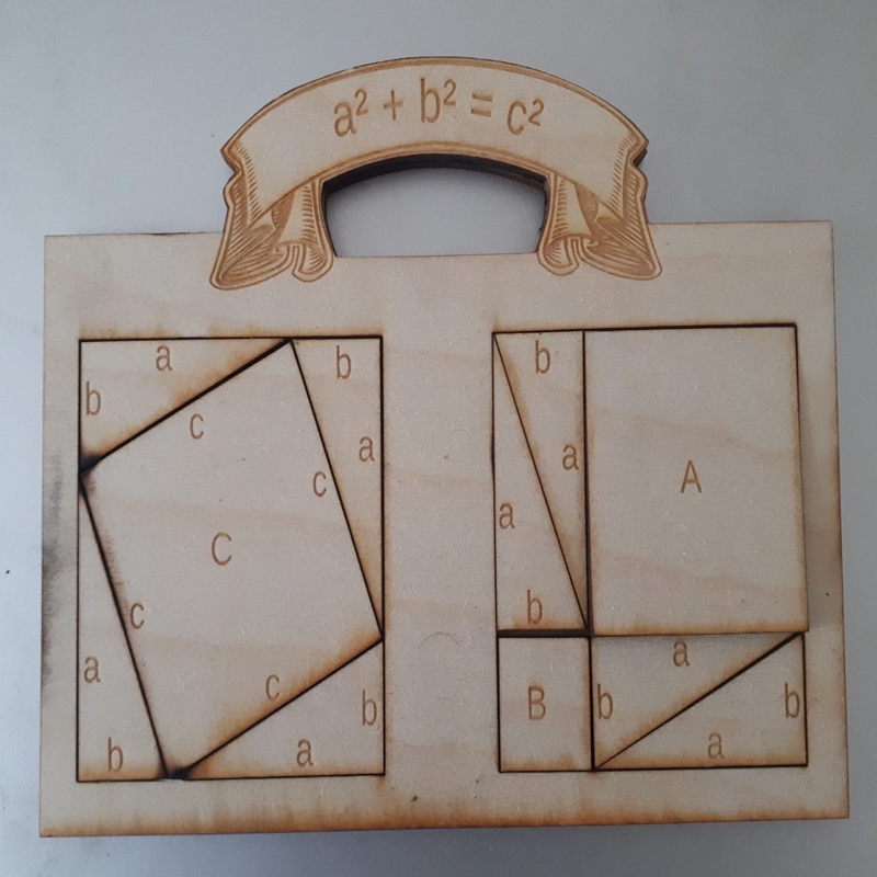 طرح پازل قضیه فیثاغورث مناسب برای استفاده در دستگاه های cnc چوب و cnc لیزر - laser cut pythagorean theorem puzzle svg file