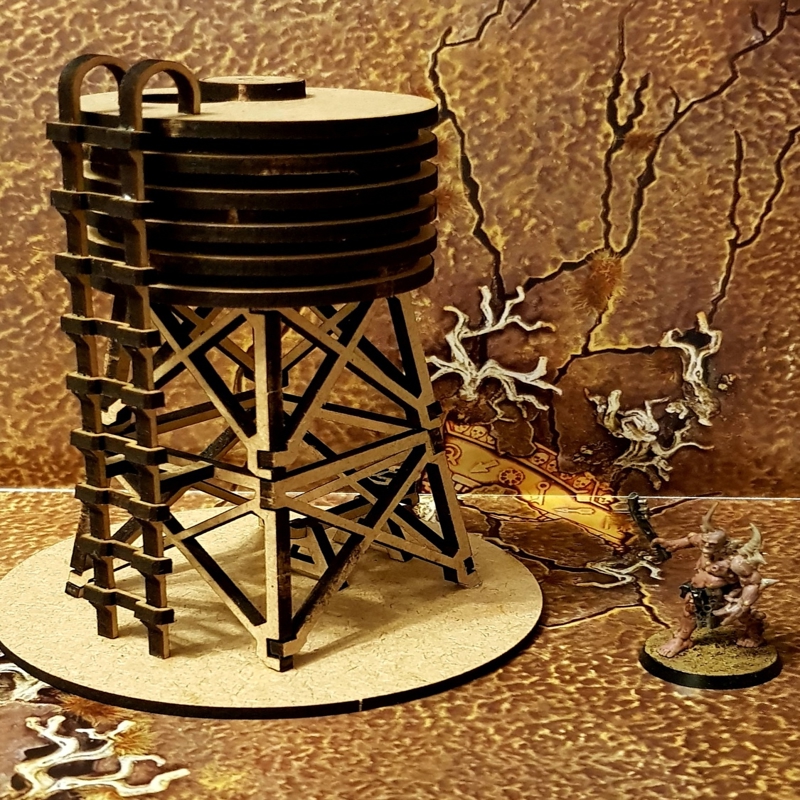 طرح برج آب چوبی مناسب برای استفاده در دستگاه های cnc چوب و cnc لیزر - laser cut wodden water tower dxf file