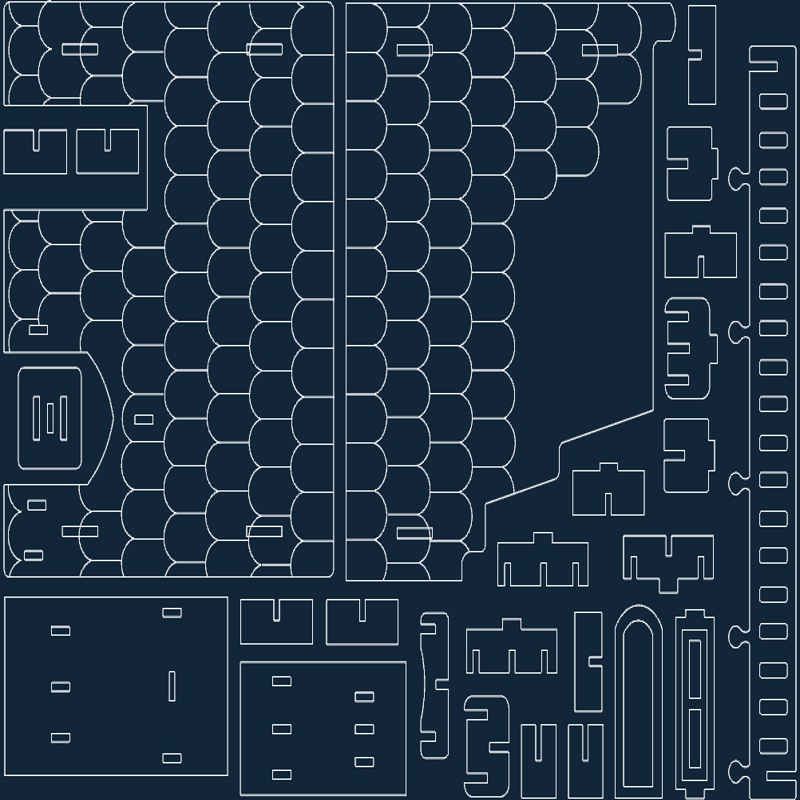 طرح ویلاهای فانتزی شماره ۱۱ مناسب برای استفاده در دستگاه های cnc چوب و cnc لیزر - fantasy villas 11 dxf file