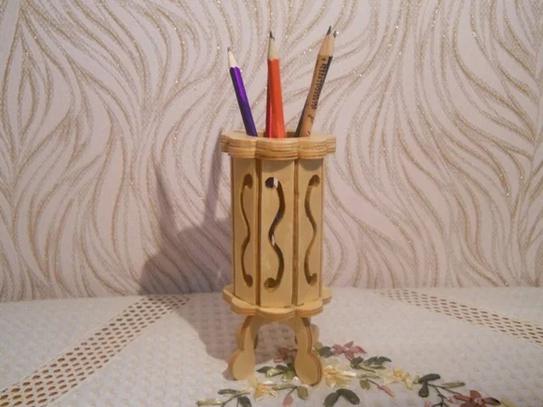 طرح جا مدادی چوبی تزئینی - مناسب برای استفاده در دستگاه های cnc چوب و cnc لیزر - laser cut wood decorative pencil holder cdr file