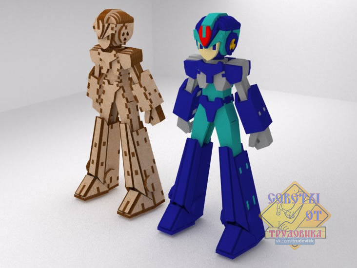 طرح ربات مگامن مناسب برای استفاده در دستگاه های cnc چوب و cnc لیزر - laser cut mega man robot cdr file