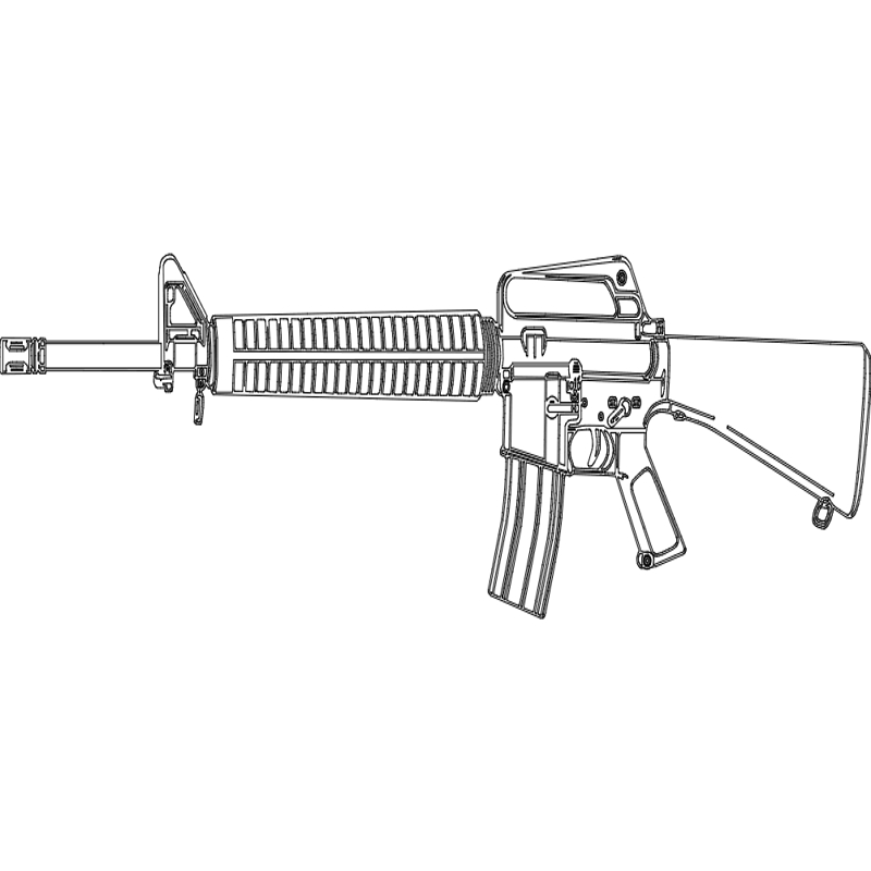 طرح تفنگ m16 مناسب برای استفاده در دستگاه های cnc چوب و cnc لیزر - m16 rifle dxf file