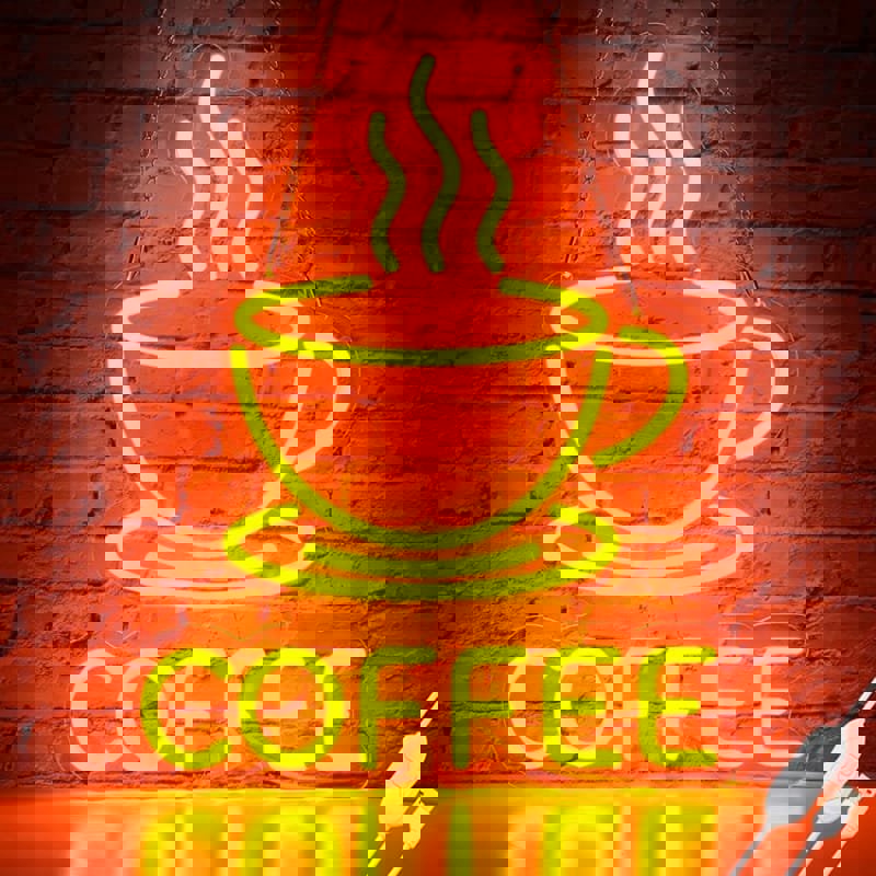 طرح تابلو نئون قهوه تابلو نئون فنجان قهوه مناسب برای استفاده در دستگاه های cnc چوب و cnc لیزر - laser cut coffee neon sign coffee cup neon sign