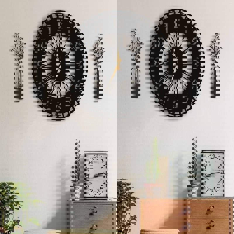 طرح ساعت دیواری دو صفحه ای ، ساعت دیواری مدرن شیک مناسب برای استفاده در دستگاه های cnc چوب و cnc لیزر - laser cut dual dial wall clock stylish modern wall clock