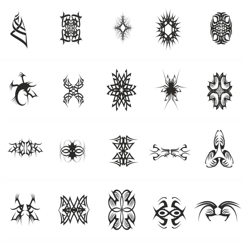 طرح فایل وکتور طرح های خالکوبی قبیله ای مناسب برای استفاده در دستگاه های cnc چوب و cnc لیزر - tribal tattoo designs vector illustration pack cdr file