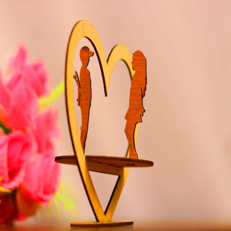 طرح سه بعدی زوج قلب مناسب برای استفاده در دستگاه های cnc چوب و cnc لیزر - laser cut couple with heart 3mm cdr file