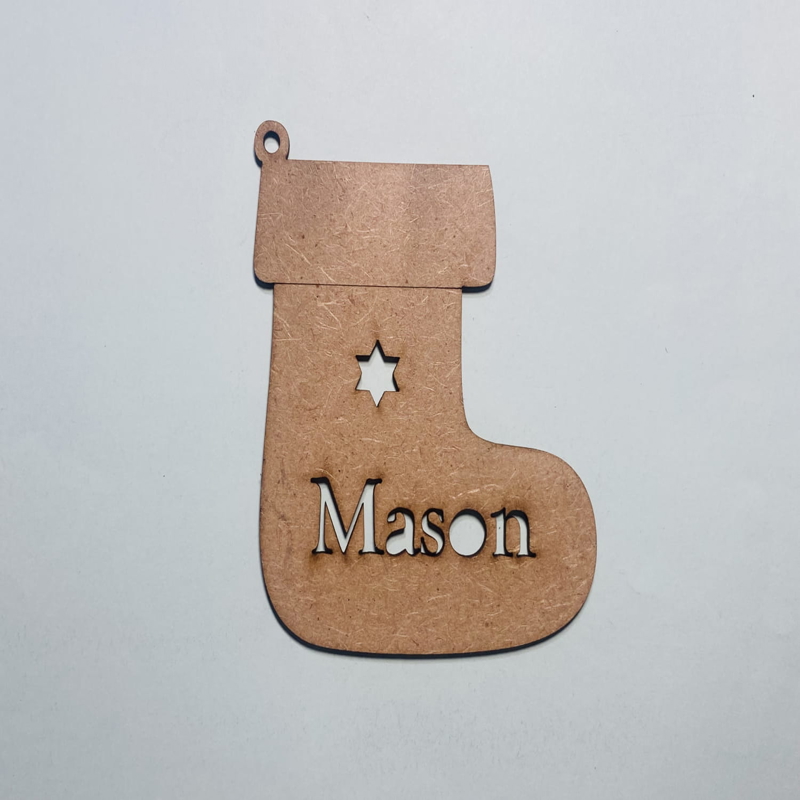 طرح جوراب کریسمس شخصی مناسب برای استفاده در دستگاه های cnc چوب و cnc لیزر - laser cut personalized stocking christmas ornament cdr file
