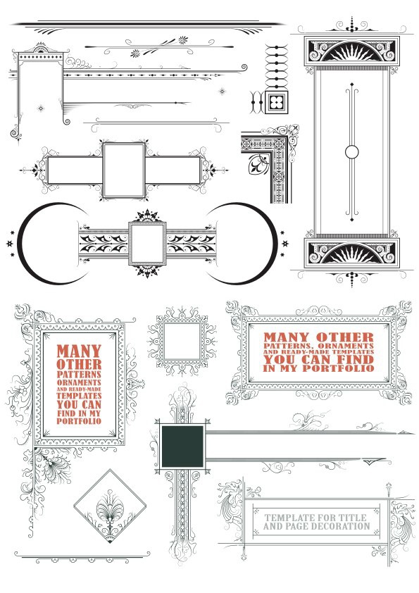 طرح با طرح وکتور المان های تزئینی قدیمی مناسب برای استفاده در دستگاه های cnc چوب و cnc لیزر - vintage vector decorative elements cdr file
