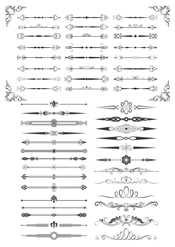 طرح با طرح مجموعه قوانین صفحات زیبا با حاشیه افقی مناسب برای استفاده در دستگاه های cnc چوب و cnc لیزر - elegant page rule set variations horizontal border cdr file