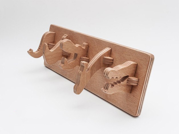 طرح حیوانات جالباسی مناسب برای استفاده در دستگاه های cnc چوب و cnc لیزر - coat rack animals dxf file