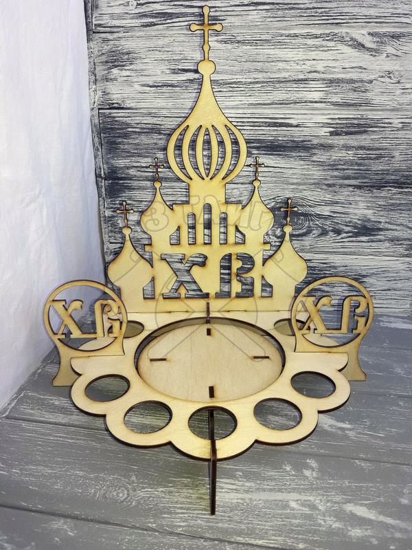 طرح جا تخم مرغ عید پاک کلیسا مناسب برای استفاده در دستگاه های cnc چوب و cnc لیزر - laser cut easter egg stand church cdr file
