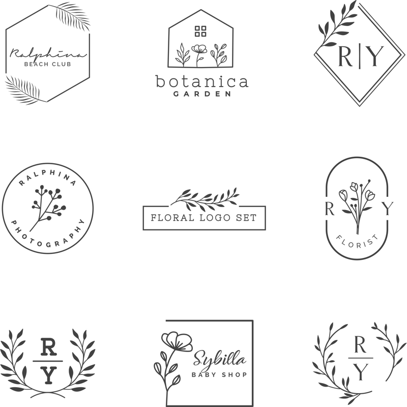 طرح لایه باز لوگوی گل مناسب برای استفاده در دستگاه های cnc چوب و cnc لیزر - floral logo design set cdr file