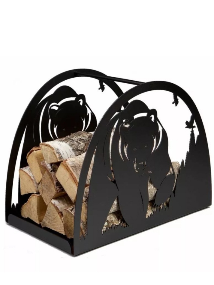 طرح پلاسما مخصوص پایه هیزم مخصوص خرس مناسب برای استفاده در دستگاه های cnc چوب و cnc لیزر - bear firewood stand log holder laser plasma cut dxf file