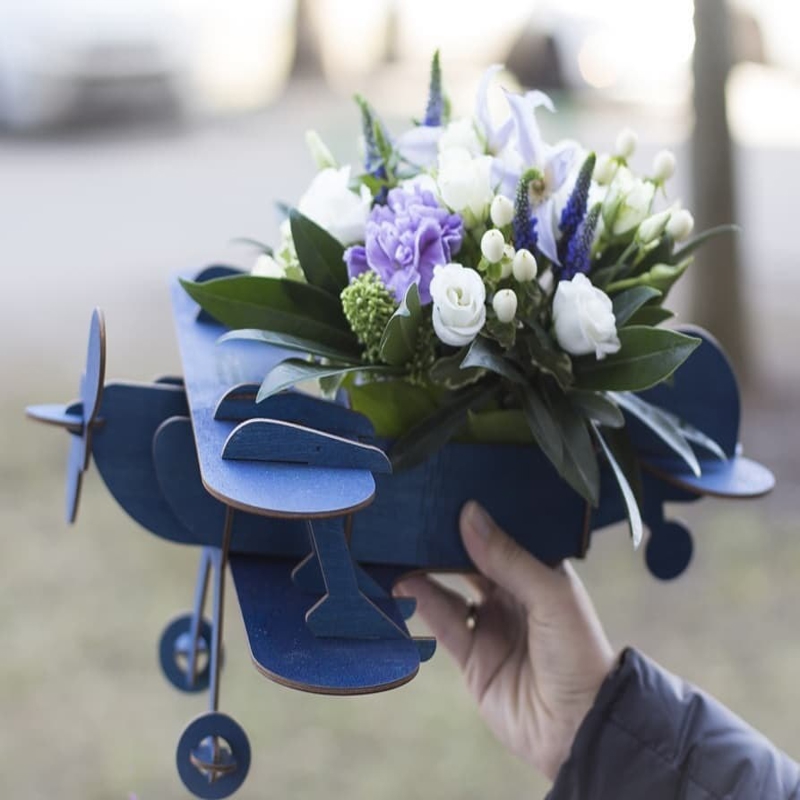 طرح گلدان به شکل هواپیما مناسب برای استفاده در دستگاه های cnc چوب و cnc لیزر - laser cut flower pot in airplane shape cdr file