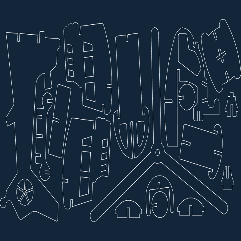 طرح هلی مناسب برای استفاده در دستگاه های cnc چوب و cnc لیزر - heli dxf file