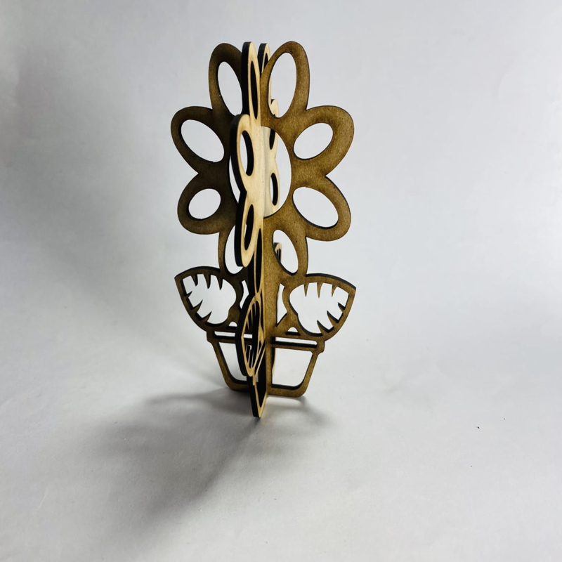 طرح پایه گل سه بعدی مناسب برای استفاده در دستگاه های cnc چوب و cnc لیزر - laser cut flower 3d stand cdr file