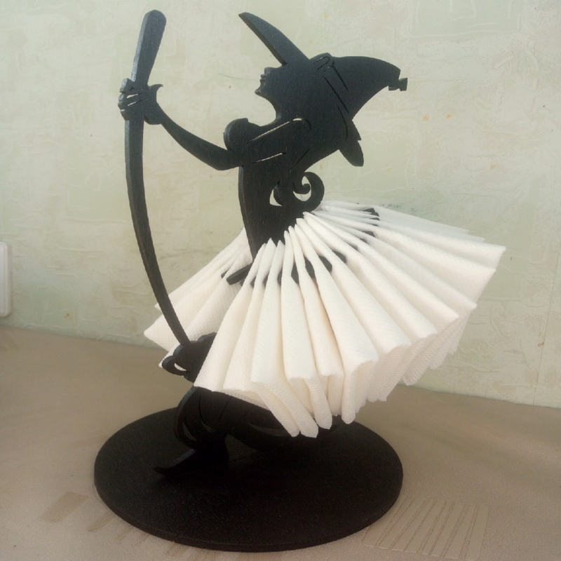 طرح جا دستمال جادوگر با ضخامت ۴ میلی‌متر مناسب برای استفاده در دستگاه های cnc چوب و cnc لیزر - laser cut witch napkin holder 4mm cdr file