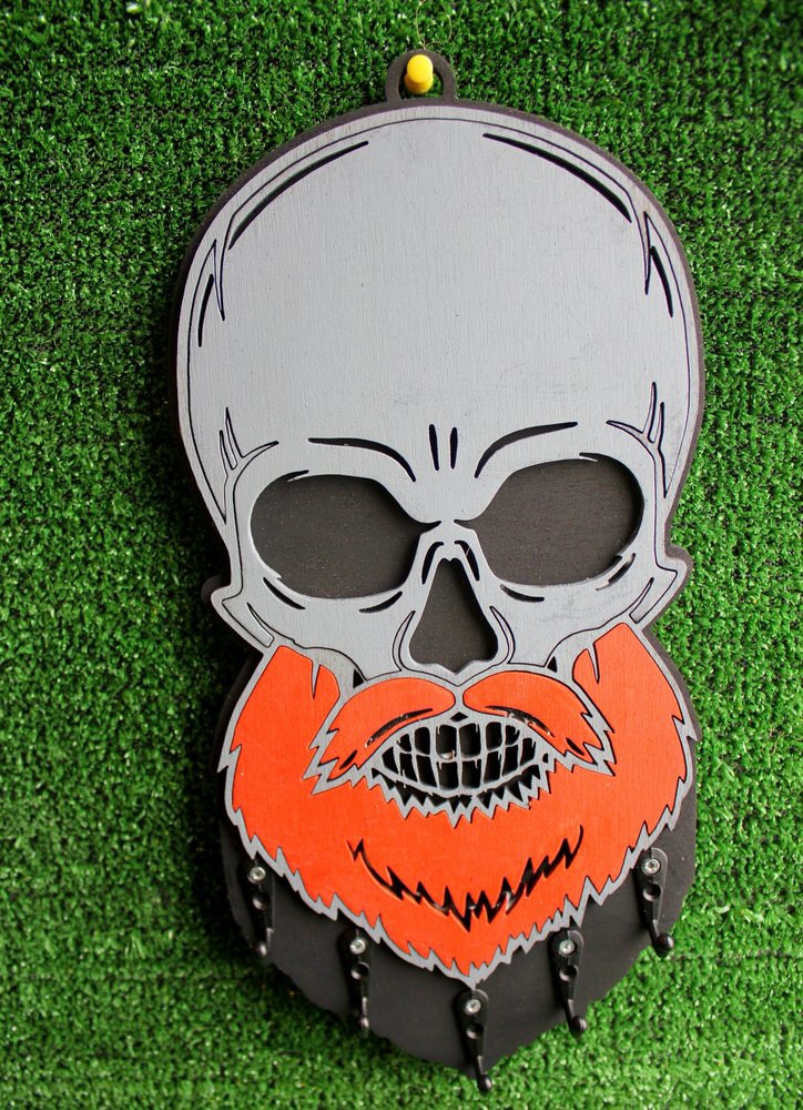 طرح جمجمه و ریش آویز کلید مناسب برای استفاده در دستگاه های cnc چوب و cnc لیزر - laser cut key hanger beard skull cdr file