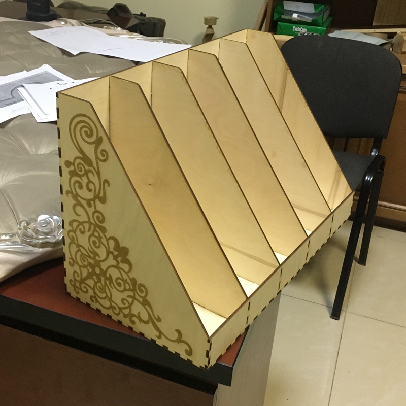 طرح سینی کاغذ اداری تخته سه لا ۴ میلی‌متری مناسب برای استفاده در دستگاه های cnc چوب و cnc لیزر - laser cut office papers tray plywood 4mm dxf file