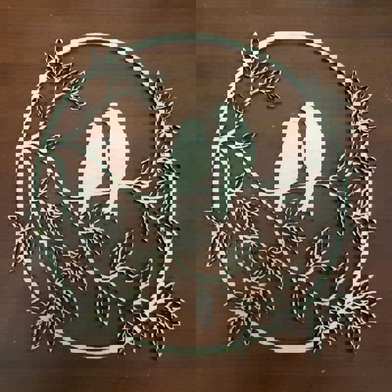 طرح پرندگان روی شاخه مناسب برای استفاده در دستگاه های cnc چوب و cnc لیزر - laser cut birds on branch decor cdr file