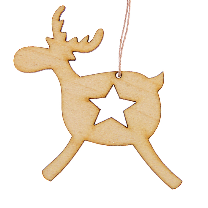 طرح آویز کریسمس گوزن با ستاره مناسب برای استفاده در دستگاه های cnc چوب و cnc لیزر - laser cut christmas pendant deer with star cdr file