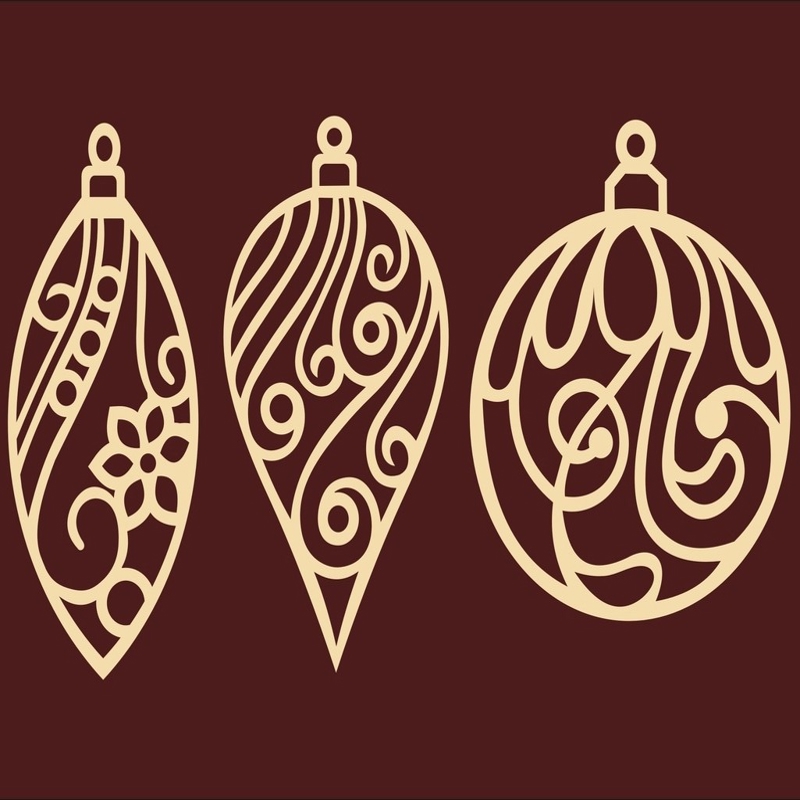 طرح تزئینات آویز درخت کریسمس مناسب برای استفاده در دستگاه های cnc چوب و cnc لیزر - laser cut christmas tree hanging ornaments cdr file