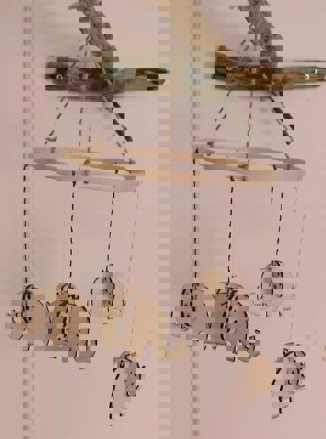 طرح مخصوص موبایل و بچه فیل مناسب برای استفاده در دستگاه های cnc چوب و cnc لیزر - laser cut elephant baby mobile svg file