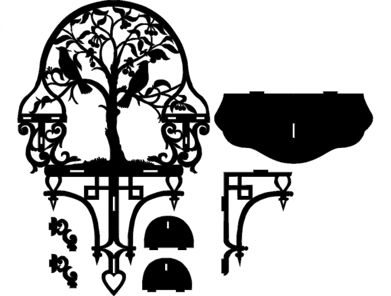 طرح گل رز مناسب برای استفاده در دستگاه های cnc چوب و cnc لیزر - polochka ptitsy dxf file