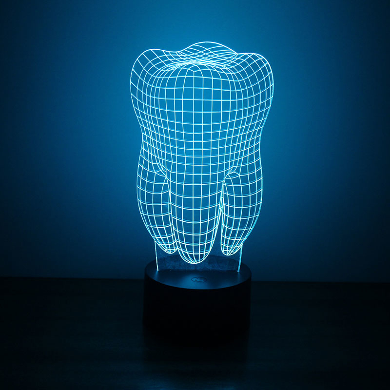 طرح چراغ خواب سه بعدی LED دندان مناسب برای استفاده در دستگاه های cnc چوب و cnc لیزر - tooth 3d led night light cdr file