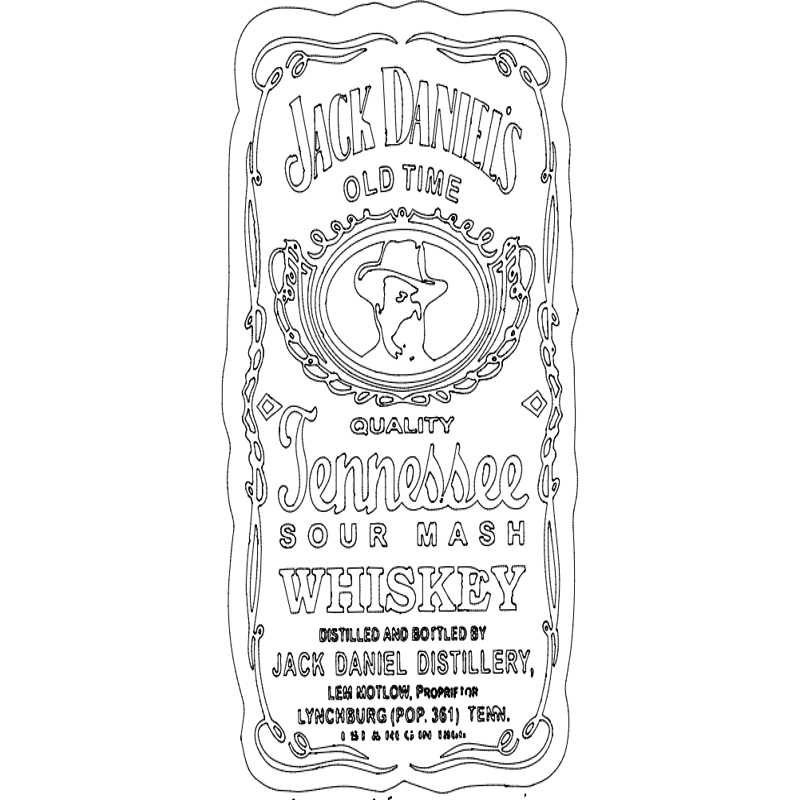 طرح ویسکی جک دنیلز تنسی ۲ مناسب برای استفاده در دستگاه های cnc چوب و cnc لیزر - jack daniels tennessee whiskey 2 dxf file